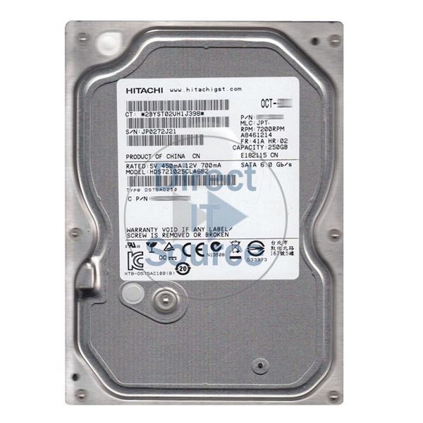 Hitachi HDS721025CLA682 - 250GB 7.2K SATA 6.0Gbps 3.5Inch 8MB Cache Hard Drive