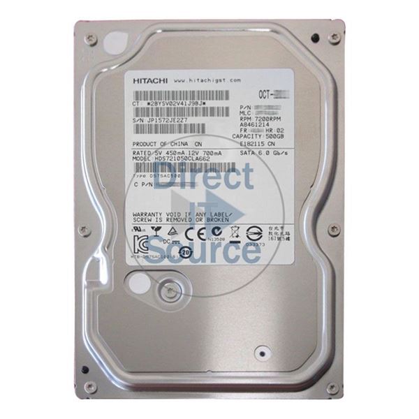 Hitachi HDS721050CLA662 - 500GB 7.2K SATA 6.0Gbps 3.5Inch 16MB Cache Hard Drive