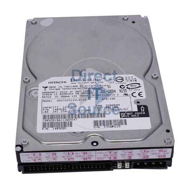 Hitachi HDS722512VLAT20 - Deskstar 120GB 7200RPM ATA-100 IDE Internal 3.5Inch Buffer 2MB Hard Drive