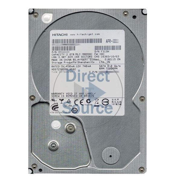 Hitachi HDS723020BLA642 - 2TB 7.2K SATA 6.0Gbps 3.5Inch 64MB Cache Hard Drive