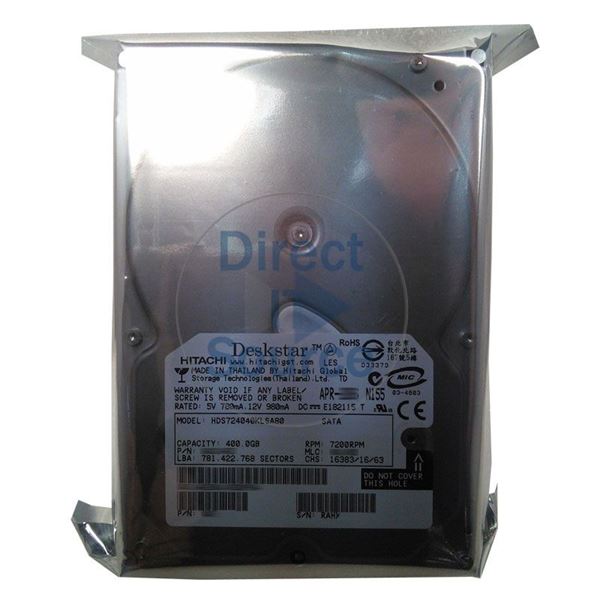 Hitachi HDS724040KLSA80 - 400GB 7.2K SATA 1.5Gbps 3.5Inch 8MB Cache Hard Drive