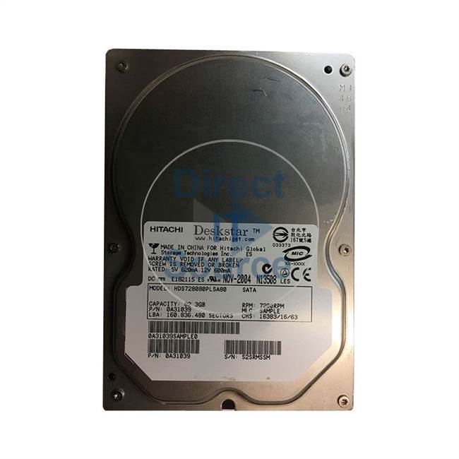 Hitachi HDS728080PLSA80 - 80GB 7.2K SATA  Cache Hard Drive