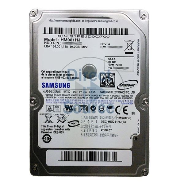 Samsung HM081HJ - 80GB 7.2K 2.5Inch SATA 3.0Gbps 16MB Cache Hard Drive