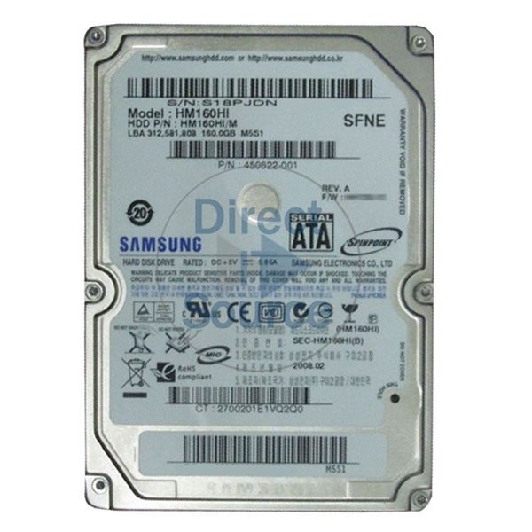 Samsung HM160HI-M - 160GB 5.4K 2.5Inch SATA 1.5Gbps 8MB Cache Hard Drive