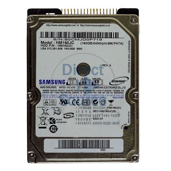 Samsung HM160JC - 160GB 5.4K 2.5Inch PATA 8MB Cache Hard Drive