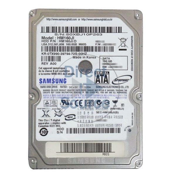 Samsung HM160JI-D - 160GB 5.4K 2.5Inch SATA 1.5Gbps 8MB Cache Hard Drive