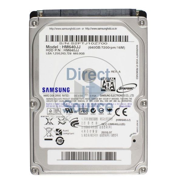 Samsung HM640JJ - 640GB 7.2K 2.5Inch SATA 3.0Gbps 16MB Cache Hard Drive