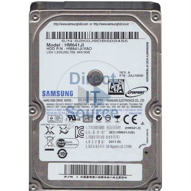 Samsung HM641JI/VAO - 640GB 5.4K SATA 3.0Gbps 2.5" Hard Drive