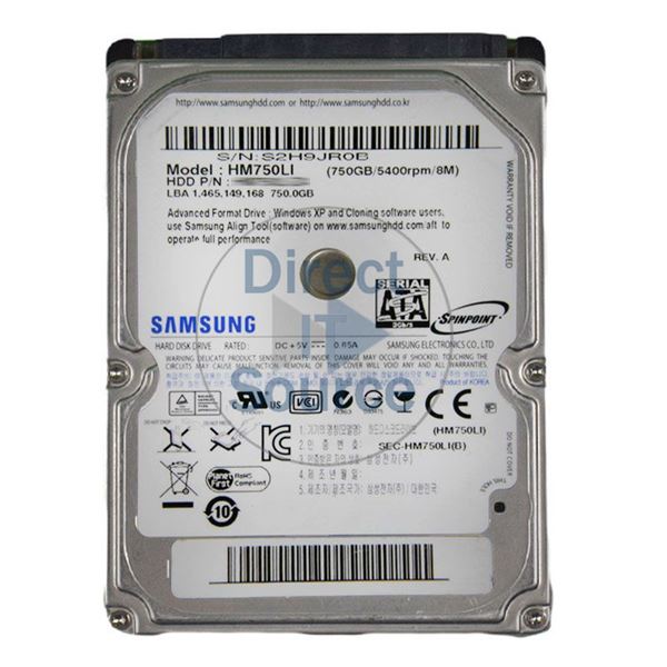 Samsung HM750LI - 750GB 5.4K 2.5Inch SATA 3.0Gbps 8MB Cache Hard Drive