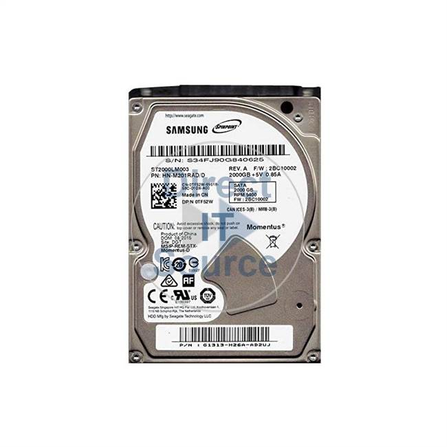Samsung HN-M201RAD/D - 2TB 5.4K SATA 2.5" Hard Drive