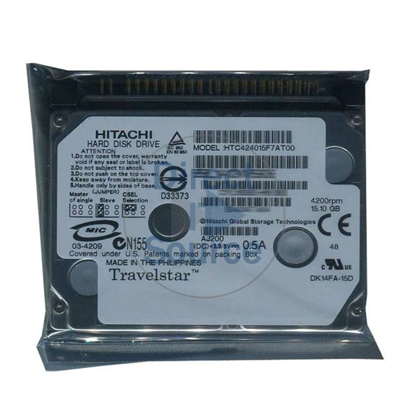 Hitachi HTC424015F7AT00 - 15.10GB 4.2K ATA/100 1.8Inch 2MB Cache Hard Drive