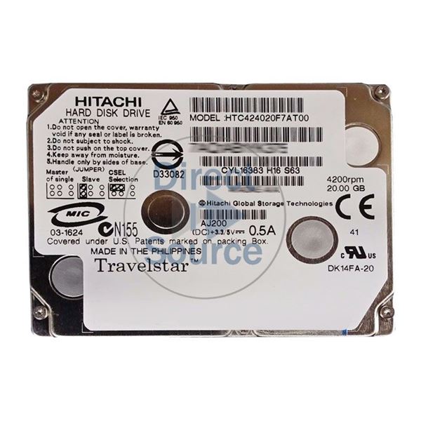 Hitachi HTC424020F7AT00 - 20GB 4.2K ATA/100 1.8Inch 2MB Cache Hard Drive