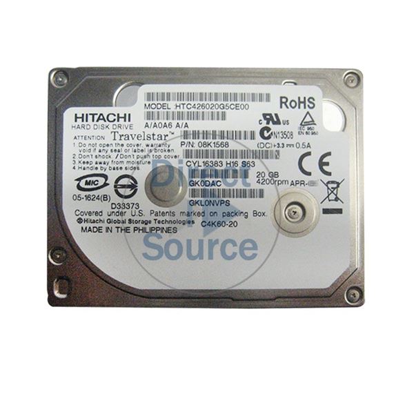 Hitachi HTC426020G5CE00 - 20GB 4.2K IDE 1.8Inch 2MB Cache Hard Drive