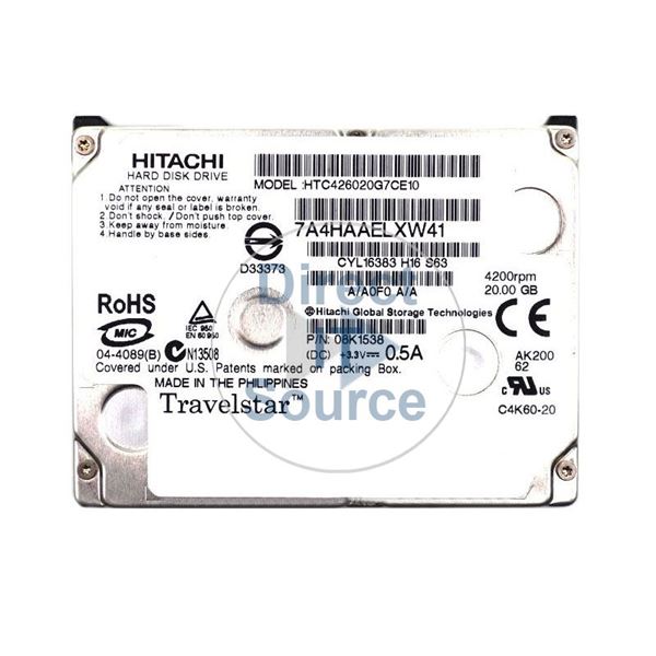 Hitachi HTC426020G7CE10 - 20GB 4.2K IDE 1.8" 2MB Cache Hard Drive