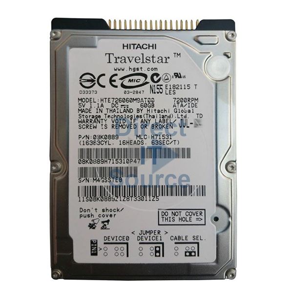 Hitachi HTE726060M9AT00 - 60GB 7.2K IDE 2.5" 8MB Cache Hard Drive