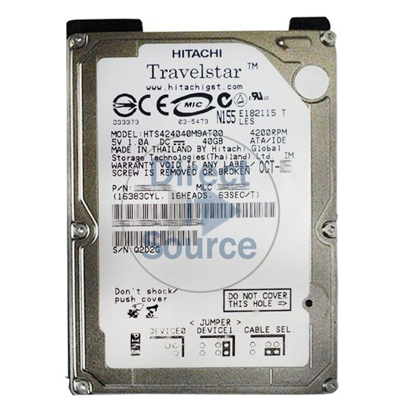 Hitachi HTS424040M9AT00 - 40GB 4.2K IDE 2.5Inch 2MB Cache Hard Drive