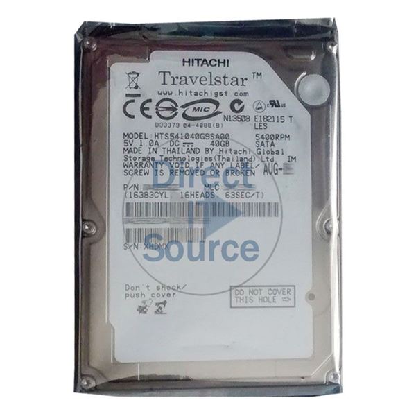 Hitachi HTS541040G9SA00 - 40GB 5.4K SATA 1.5Gbps 2.5Inch 8MB Cache Hard Drive