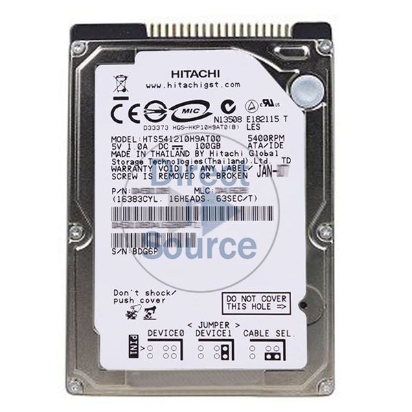 Hitachi HTS541210H9AT00 - 100GB 5.4K IDE 2.5Inch 8MB Cache Hard Drive