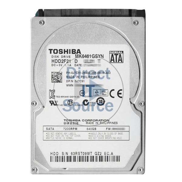 Dell J7C91 - 640GB 7.2K SATA 2.5" Hard Drive