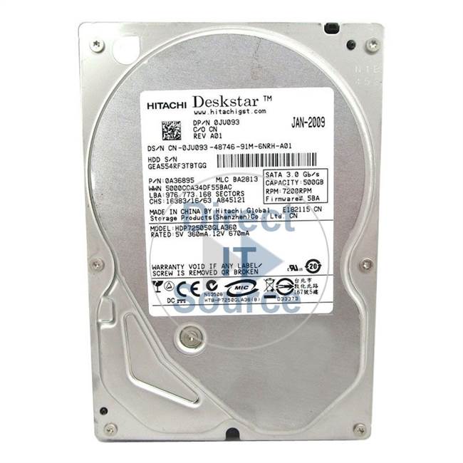 Dell JV093 - 500GB 7.2K SATA 3.5" Hard Drive