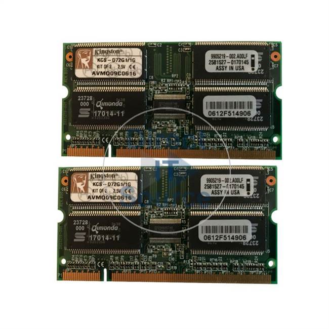 Kingston KCS-D72G1/1G - 1GB 2x512MB DDR PC-2100 ECC Unbuffered 200-Pins Memory