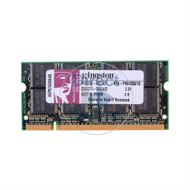 Kingston KTA-PBG4333/1G - 1GB DDR PC-2700 Non-ECC Unbuffered 200-Pins Memory