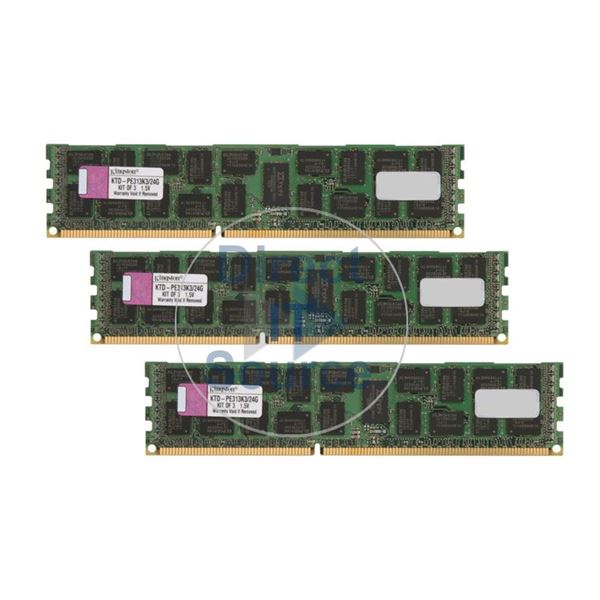 Kingston KTD-PE313K3/24G - 24GB 3x8GB DDR3 PC3-10600 ECC Registered 240-Pins Memory