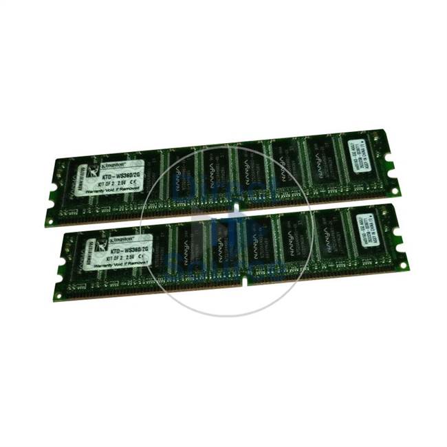 Kingston KTD-WS360/2G - 2GB 2x1GB DDR PC-2700 ECC Unbuffered 184-Pins Memory