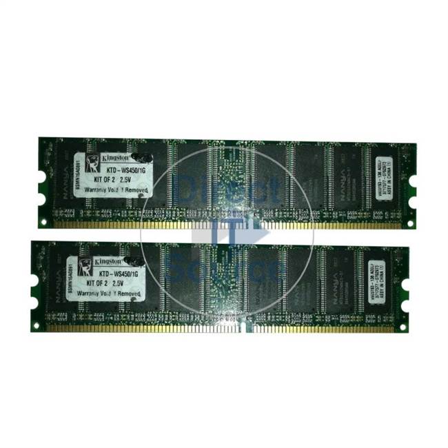 Kingston KTD-WS450/1G - 1GB 2x512MB DDR PC-2100 Non-ECC Unbuffered 184-Pins Memory