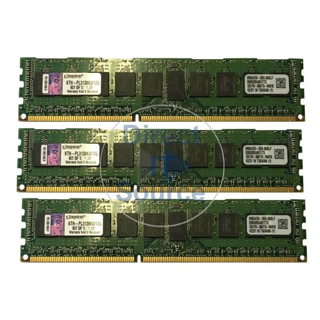 Kingston KTH-PL3138K3/12G - 12GB 3x4GB DDR3 PC3-10600 ECC Registered 240-Pins Memory