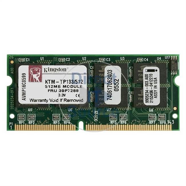 Kingston KTM-TP133/512 - 512MB SDRAM PC-133 Non-ECC Unbuffered 144-Pins Memory