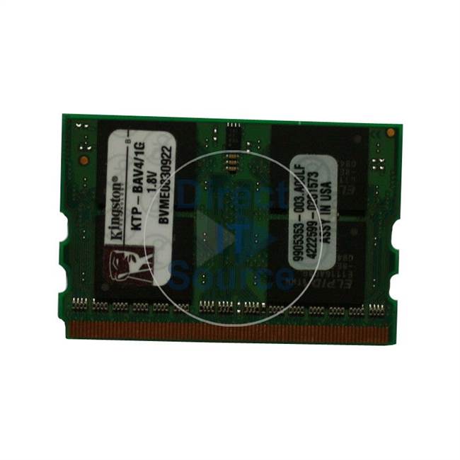 Kingston KTP-BAV4/1G - 1GB DDR2 PC2-3200 Non-ECC Unbuffered 172-Pins Memory