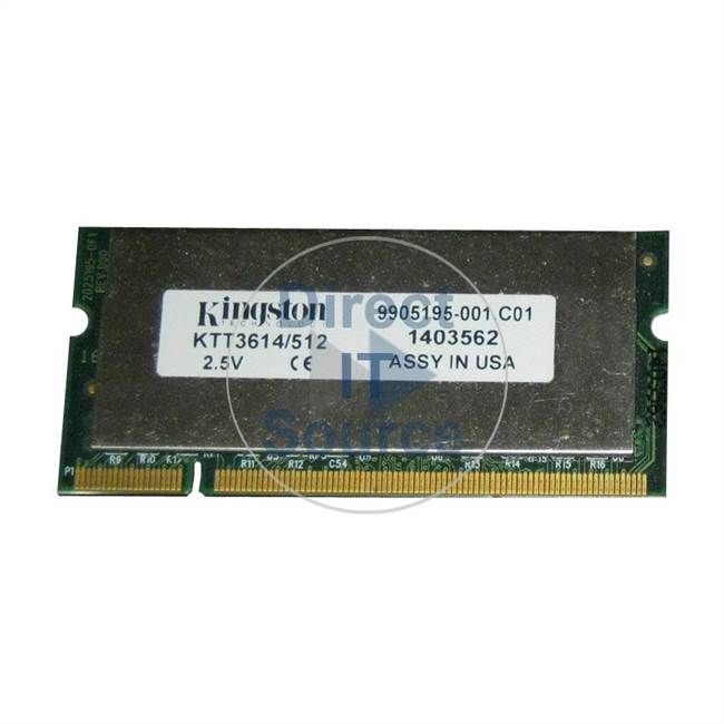 Kingston KTT3614/512 - 512MB DDR PC-2100 Non-ECC Unbuffered 200-Pins Memory