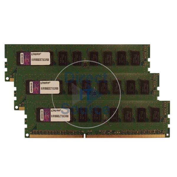 Kingston KVR1066D3E7SK3/6GI - 6GB 3x2GB DDR3 PC3-8500 ECC Unbuffered 240Pins Memory