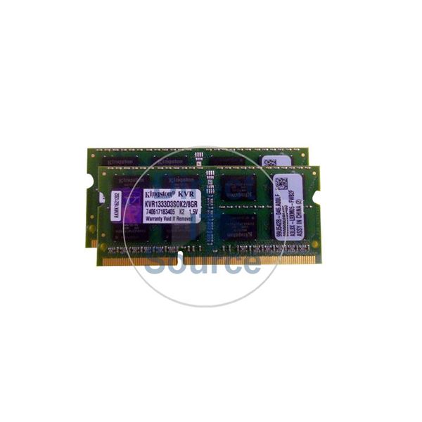 Kingston KVR1333D3S0K2/8GR - 8GB 2x4GB DDR3 PC3-10600 204-Pins Memory