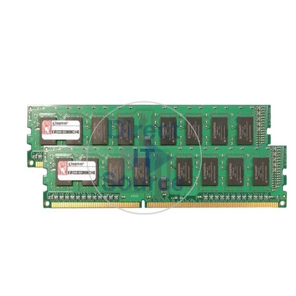Kingston KVR1333D3S8N9HK2/4G - 4GB 2x2GB DDR3 PC3-10600 Non-ECC Unbuffered 240Pins Memory