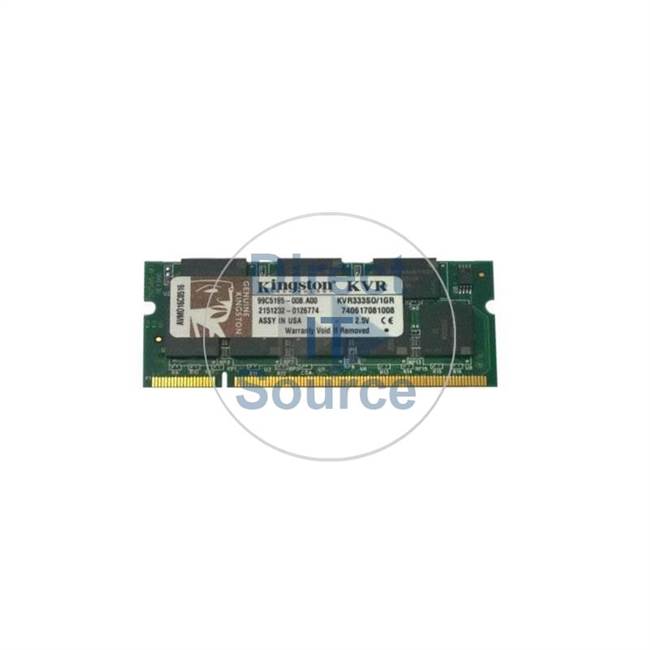 Kingston KVR333S0/1GR - 1GB DDR PC-2700 Non-ECC Unbuffered 200-Pins Memory