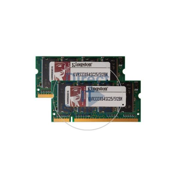 Kingston KVR333X64SC25/512BK - 512MB 2x256MB DDR PC-2700 Non-ECC Unbuffered 200-Pins Memory
