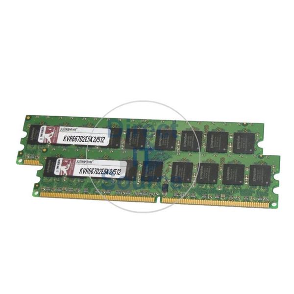 Kingston KVR667D2E5K2/512 - 512MB 2x256MB DDR2 PC2-5300 ECC Unbuffered Memory