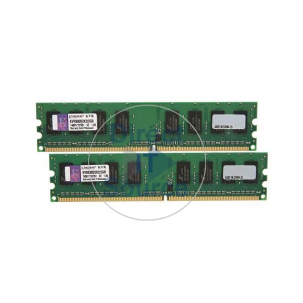 Kingston KVR800D2K2/2GR - 2GB 2x1GB DDR2 PC2-6400 Non-ECC Unbuffered 240-Pins Memory