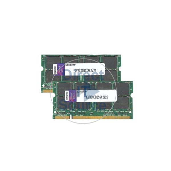 Kingston KVR800D2S6K2/2G - 2GB 2x1GB DDR2 PC2-6400 Non-ECC Unbuffered 200Pins Memory