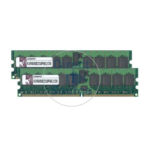 Kingston Technology KVR800D2S8P6K2/2G - 2GB 2x1GB DDR2 PC2-6400 ECC Registered Memory