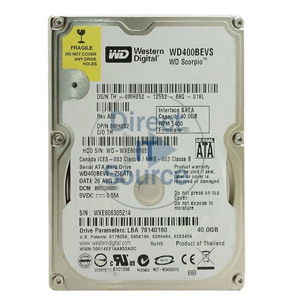 Dell MH052 - 40GB 5.4K SATA 2.5" Hard Drive