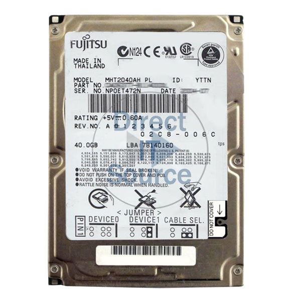 Fujitsu MHT2040AH - 40GB 5.4K IDE 2.5" 8MB Cache Hard Drive