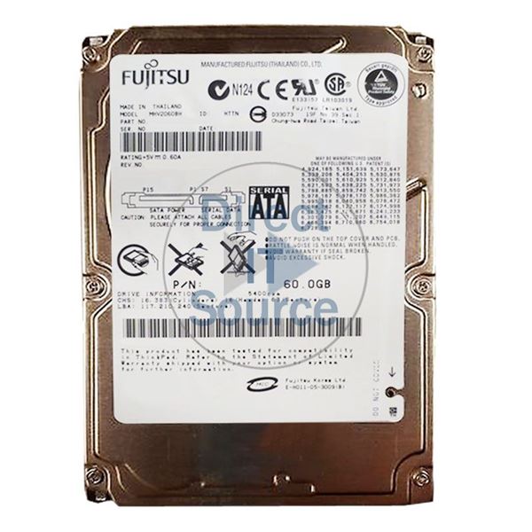 Fujitsu MHV2060BH - 60GB 5.4K SATA 1.5Gbps 2.5" 8MB Cache Hard Drive