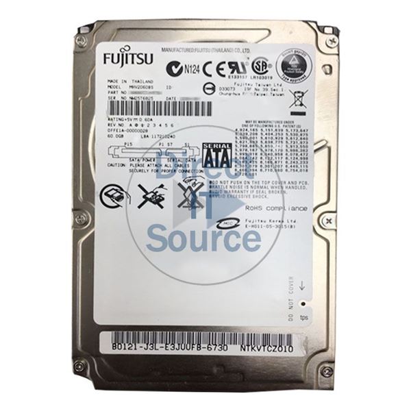 Fujitsu MHV2060BS - 60GB 5.4K SATA 1.5Gbps 2.5" 8MB Cache Hard Drive