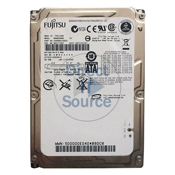 Fujitsu MHW2060BH - 60GB 5.4K SATA 1.5Gbps 2.5" 8MB Cache Hard Drive