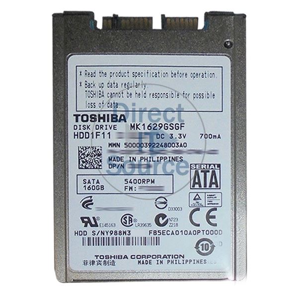Toshiba MK1629GSGF - 160GB 5.4K SATA 1.8" Hard Drive