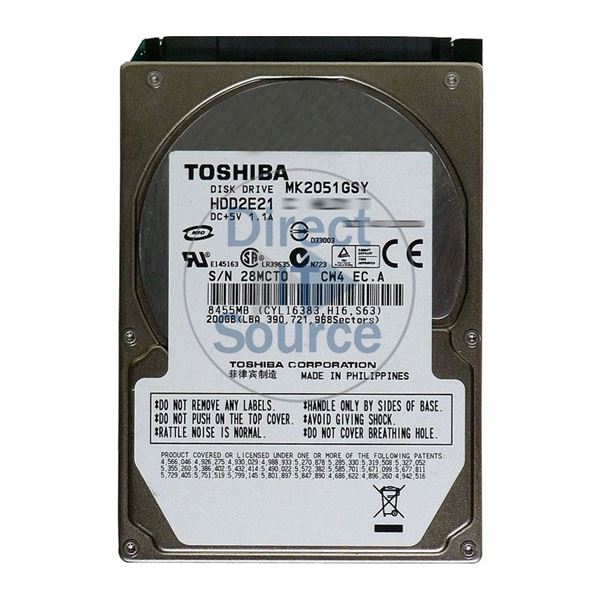 Toshiba MK2051GSY - 200GB 7.2K SATA 3.0Gbps 2.5" 16MB Cache Hard Drive