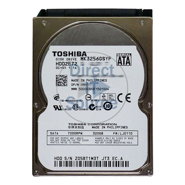 Toshiba MK3256GSYF - 320GB 7.2K SATA 2.5" 16MB Cache Hard Drive